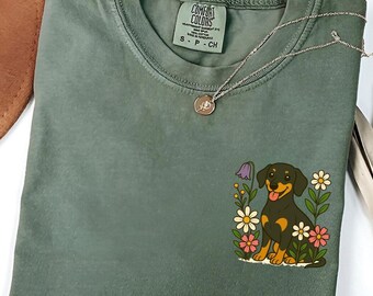 Blommig taxskjorta | Söt wienerhundskjorta | Hundälskarepresent | Doxie Mama-skjorta | Taxpresent | Söt Doxie-tröja | Tax-tröja