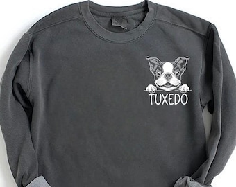 Suéter feito sob encomenda de Boston Terrier de <br> Entrega Rápida? Suéter Terrier personalizado | Presente da mãe de Boston Terrier de <br> Entrega Rápida? Amante de cães com gola redonda | Terrier Suéter | Nome do cachorro