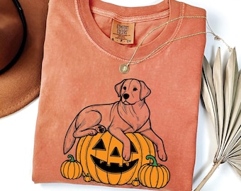 Halloween Labrador Shirt | Cute Dog Pumpkin Tee | Fall Dog Lover Gift | Labrador Retriever T-Shirt | Black Lab Halloween | Spooky Dog Shirt