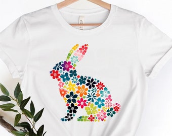Floral Bunny T-Shirt | Easter Rabbit Shirt | Spring Bunny Tee | Floral Rabbit Shirt | Easter Floral Bunny | Cute Bunny Shirt | Easter Gift