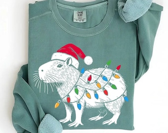 Christmas Capybara Sweatshirt | Cute Capybara Hoodie | Capybara Lover Sweater | Holiday Capybara | Festive Capybara | Xmas Capybara Gift