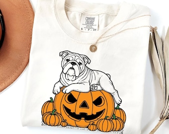 English Bulldog Halloween T-Shirt: Pumpkin Dog Lover Tee