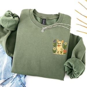 Floral French Bulldog Sweatshirt | Frenchie Sweatshirt | Cute French Bulldog Gift | Frenchie Dog Mom Sweater | French Bulldog Lover  Gift