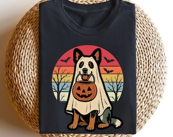 Blue Heeler Ghost T-Shirt: Spooky Halloween Cattle Dog