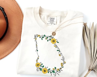 Comfort Colors Georgia Floral Map Shirt: State Pride Tee