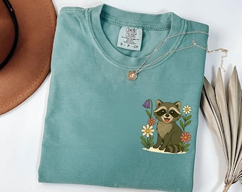Floral Raccoon Comfort Colors T-shirt: Cottagecore Animal Tee
