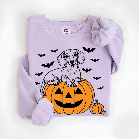 Dachshund Halloween Sweatshirt: Spooky Doxie Pumpkin Crewneck