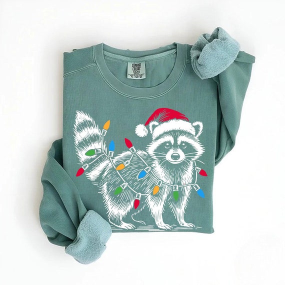 Christmas Raccoon Sweatshirt: Holiday Lights, Unisex Fit