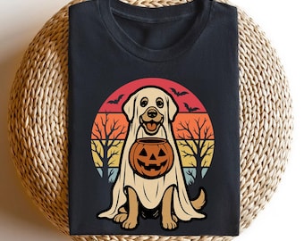 Koszulka z labradorem retrieverem na Halloween: Straszna koszulka z dyniowym psem