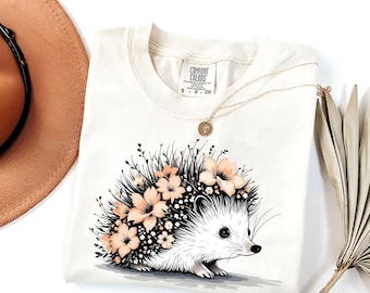 Floral Hedgehog T-Shirt: Comfort Colors Ring-Spun Cotton Tee