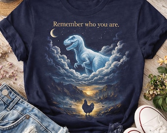 T-Rex Chicken Evolution Shirt | Remember Who You Are Graphic Tee | Funny Science Gift for Paleontology Lovers