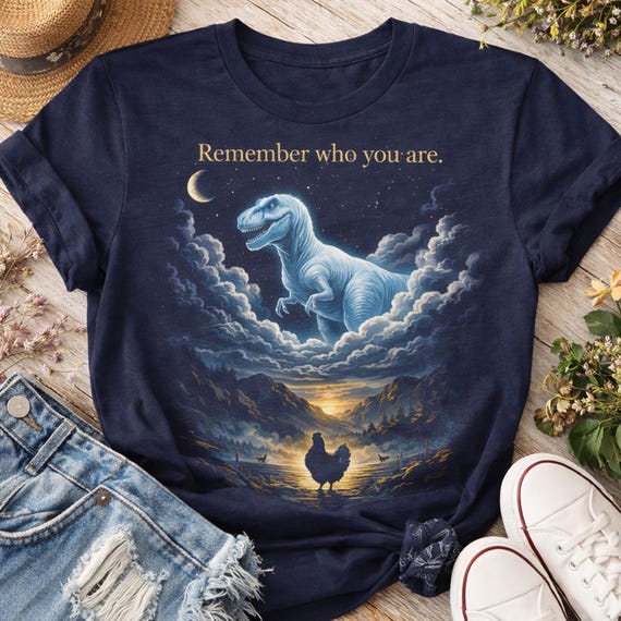 T-Rex Chicken Evolution Shirt | Remember Who You Are Graphic Tee | Funny Science Gift for Paleontology Lovers