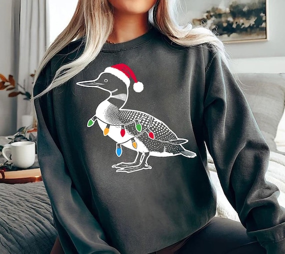Christmas Loon Sweatshirt: Holiday Bird Watcher Gift