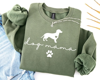 Sweatshirt Dog Mama | Sweat-shirt Mom teckel | Cadeau pour amoureux de teckel | Sweat-shirt mignon pour chien Wiener | Cadeau pour propriétaire de teckel | Maman chien