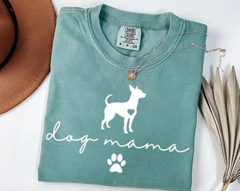 Komfort Farben Chihuahua Hund Mama Shirt | Niedliches Chihuahua-Liebhaber-Geschenk | Pfotenabdruck Hunde Mama Shirt | Hunde Mama Geschenk | Chihuahua-Silhouette-Shirt