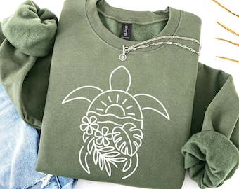Sweater zeeschildpad: Coastal Ocean Lover-lijntekeningen