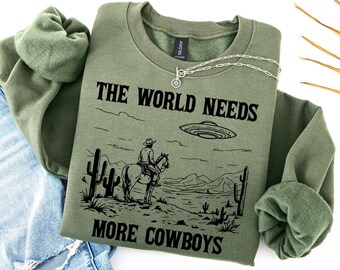 UFO Cowboy Graphic Sweatshirt: Vintage Western Pullover