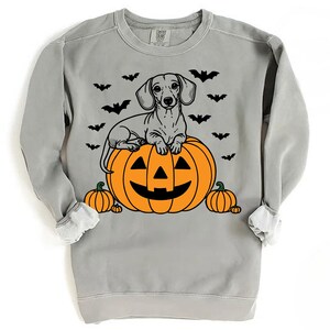 Dachshund Halloween Sweatshirt: Spooky Doxie Pumpkin Crewneck image 3