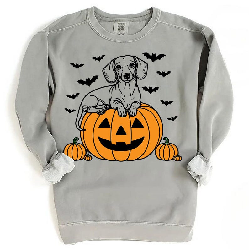 Dachshund Halloween Sweatshirt: Spooky Doxie Pumpkin Crewneck image 3