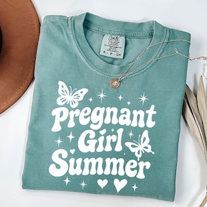 Koszulka letnia dla ciężarnej dziewczyny | Koszulka ciążowa Comfort Colors | Prezent na Baby Shower | Przyszła mama | Koszulka dla ciężarnej dziewczyny | Koszulka na wakacje letnie