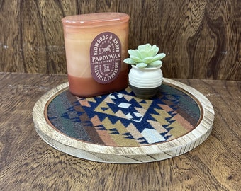 Decorative Wood and Wool Coffee Table Tray