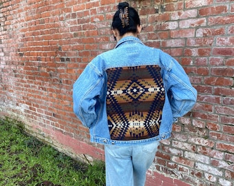 Women's Western  Denim Jacket with Pendleton® Wool Inlay
