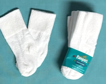 3 pair Pampers Infant Baby Socks Newborn - 3 mo.  New Cotton Made in USA