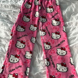 Y2K Hello Kitty Sanrioed Women Plush Pajama Pants Anime Kawaii KT