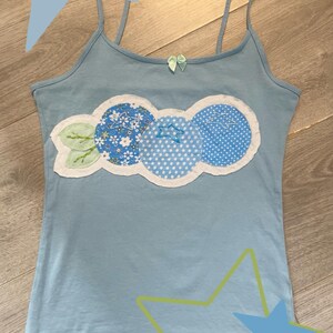 blueberries  patchwork cami top - handstitched - gift idea - whimsical - whimsey twee