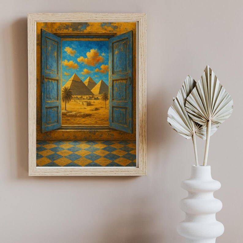 Window View Pyramids Ancient Egyptian Pyramids Printable Wall Art - Surreal Window View ...