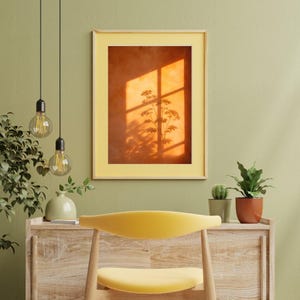 Sunset Window Shadow Botanical Wall Art Print, Warm Terracotta ...