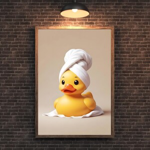 Cute Duck Shower Wall Art, Modern Bathroom Print, Funny Creative Canvas ...