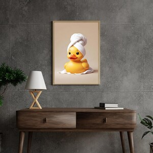 Cute Duck Shower Wall Art, Modern Bathroom Print, Funny Creative Canvas ...