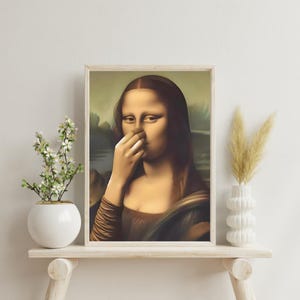 Funny Mona Lisa Parody Canvas Art, Digital Download Bathroom Wall Decor, Digital Printable Art, Perfect Holiday Gift for Everyone, Funny Art