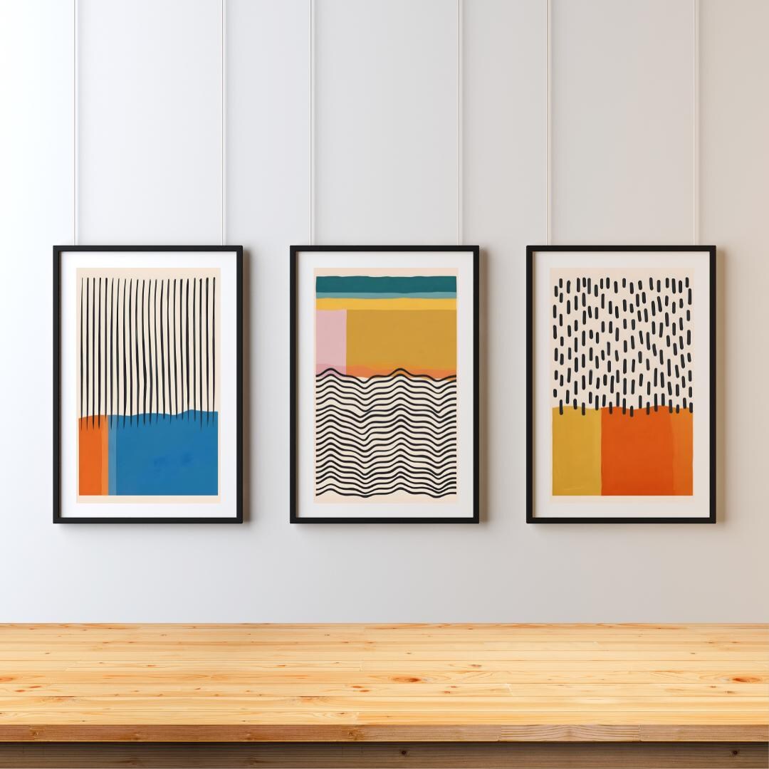 Mid Century Modern Abstract Geometric Wall Art – Retro Printable Poster ...