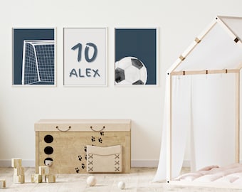 Soccer Custom Wall Art - Soccer Poster, Soccer Prints, Navy Boys Room Decor, Football Prints, Soccer Jersey Poster, Jersey Name and Number