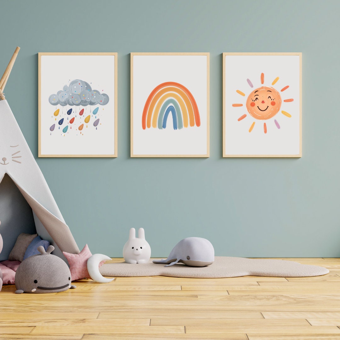 Cloud Sun Rainbow Boho Nursery Printable Wall Art Nursery Decor ...