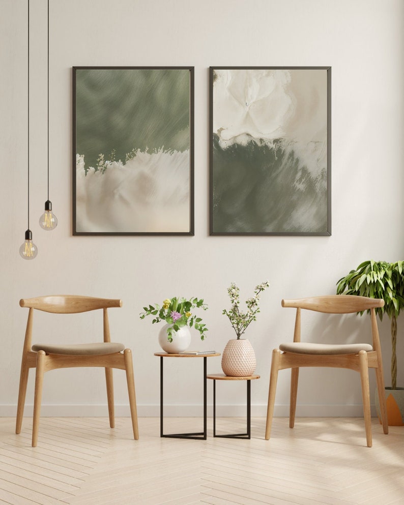 Wabi Sabi Abstract Print Set – Sage Green Printable Wall Art – Japandi ...