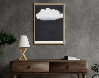 Blue Cloud Surreal Abstract Painting - Blue Cloud Surreal Abstract Poster, Printable Wall Art Digital Download, Home Decor, Bedroom Decor