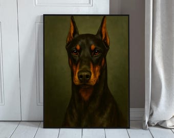 Doberman Printable Wall Art – Digital Dog Portrait Download – Realistic Pet Artwork – Doberman Pinscher Poster – Dog Lover Gift