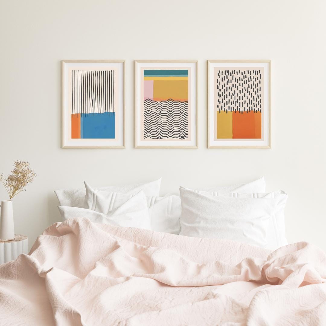 Mid Century Modern Abstract Geometric Wall Art – Retro Printable Poster ...