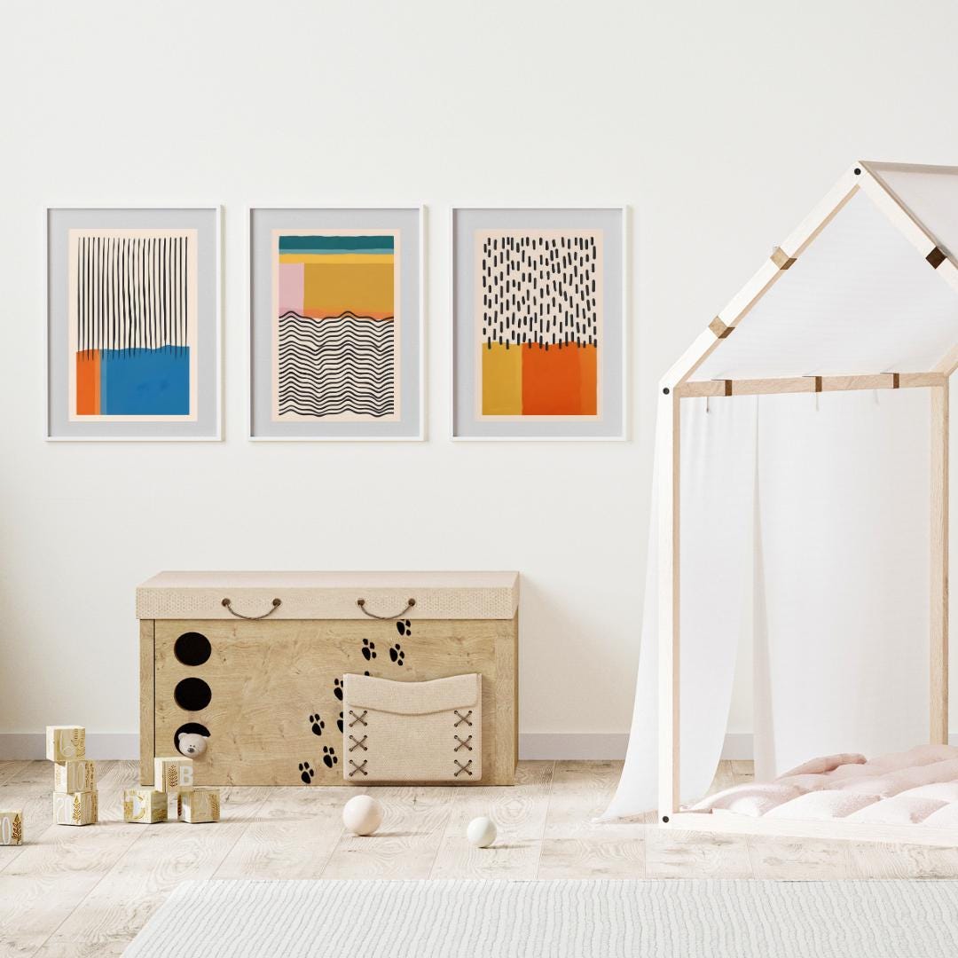 Mid Century Modern Abstract Geometric Wall Art – Retro Printable Poster ...