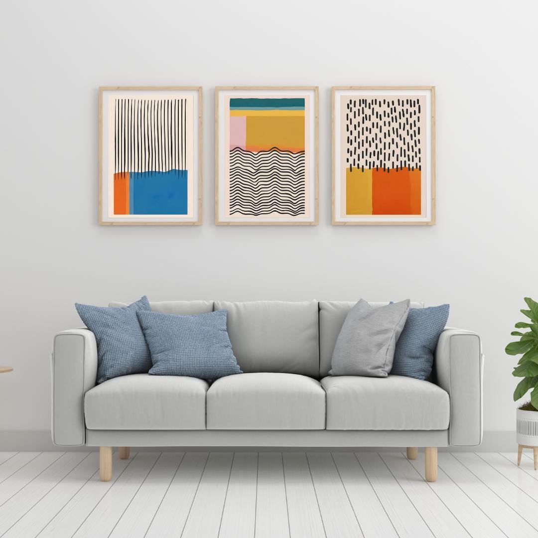 Mid Century Modern Abstract Geometric Wall Art – Retro Printable Poster ...