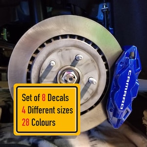 8 x Chevrolet Camaro (Different Style) Brake Caliper Vinyl Decals Sticker (LETTERING & LOGO ONLY)
