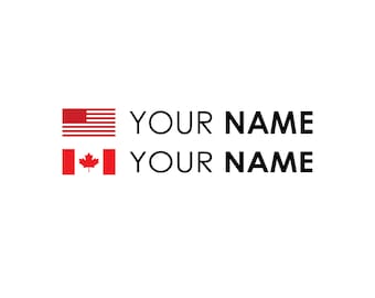 2 x Two Color Custom Name Bike Decals Vinyl Stickers (US/CAD Flag)