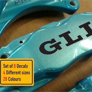 8 x VW GLI (Different Style) Brake Caliper Vinyl Decals Stickers (LETTERING only)