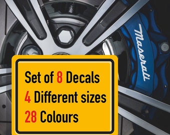8 x Maserati (Different Style) Brake Caliper Vinyl Decals Sticker (LETTERING only)