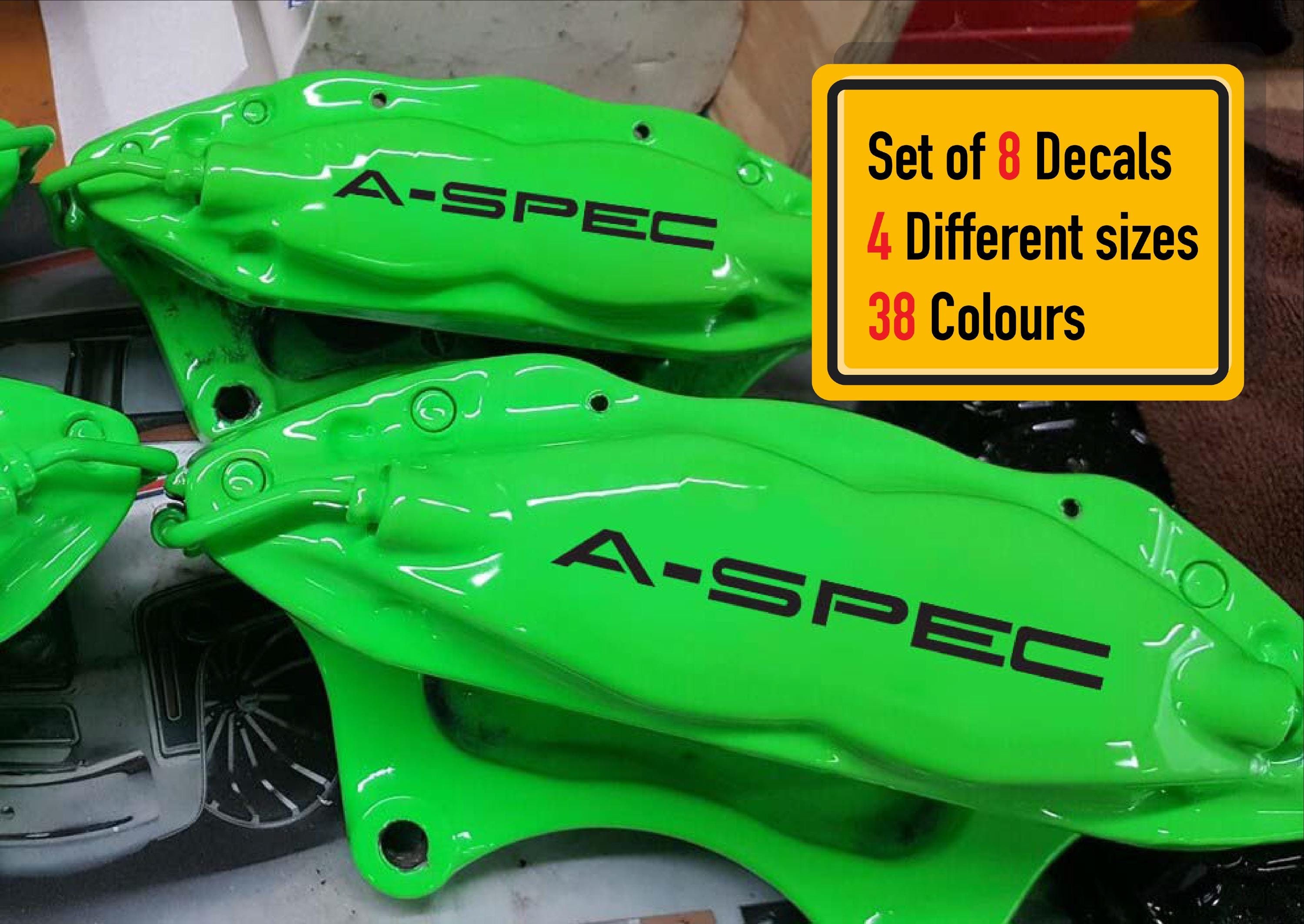 8 x Acura A-Spec (Different Style) Brake Caliper Vinyl Decals Stickers (LETTERING and LOGO ONLY)