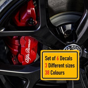 6 x Alfa Romeo (Different Style) Brake Caliper Vinyl Decals Stickers (LETTERING only)