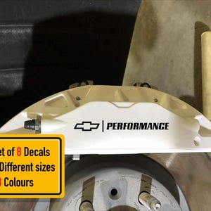8 x Chevrolet Performance (Different Style) Brake Caliper Vinyl Decals Sticker (LETTERING & LOGO ONLY)